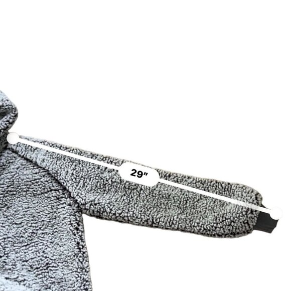 Altar'd State Sherpa Fleece Hoodie Pullover Sweater Gray Small V-Neck Cabincore - Picture 12 of 14